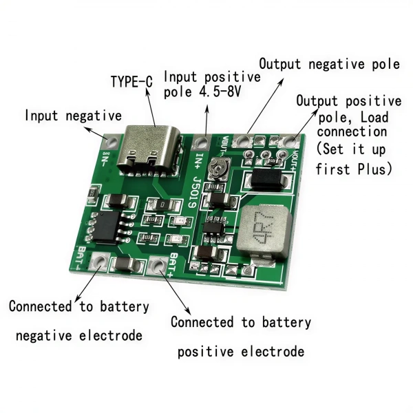 TP4056 1S 1A Type-C Li-ion Li-Po Pil Şarj ve Voltaj Yükseltici Modülü
