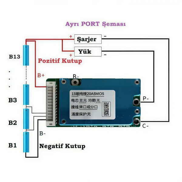 XR 13S 20A Balanssız Li-ion Mini BMS Batarya Koruma Devresi – NTCli