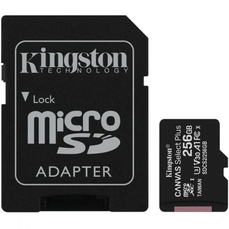 Kingston SDCS2-256GB 256GB micSDXC Canvas Select Plus 100R A1 C10 Card + ADP Hafıza Kartı