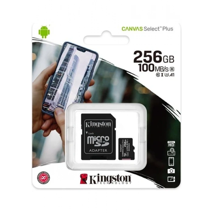 Kingston SDCS2-256GB 256GB micSDXC Canvas Select Plus 100R A1 C10 Card + ADP Hafıza Kartı