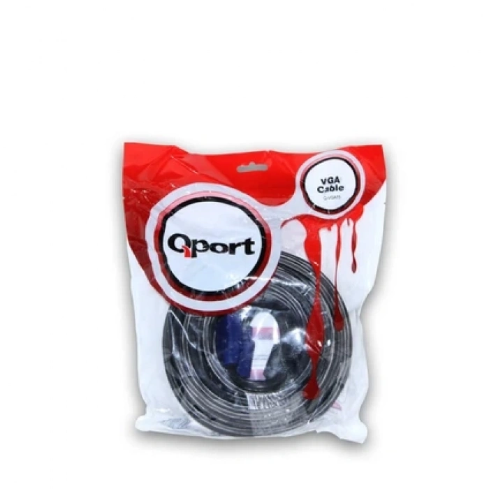 Qport VGA15 15 Pin Filtreli 15M Erkek Erkek Monitör Kablo
