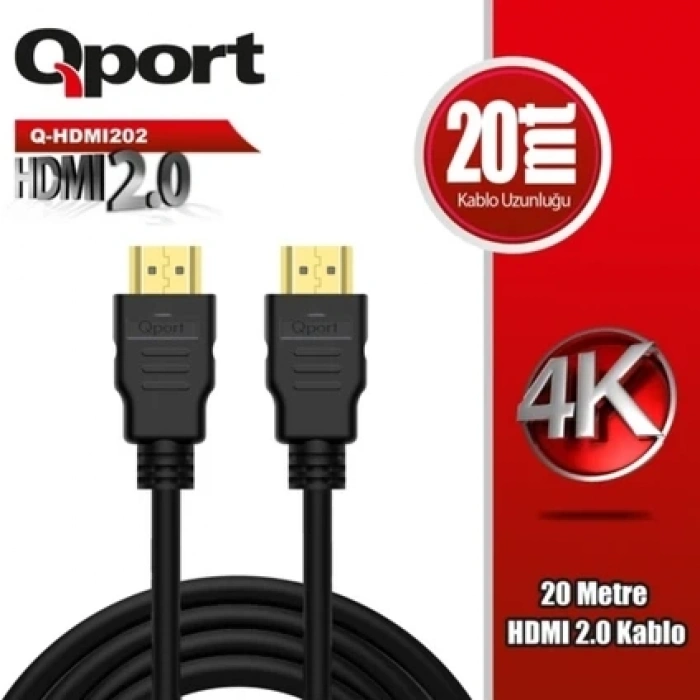 Qport Q-HDMI202 20 mt HDMI 2.0 Kablo