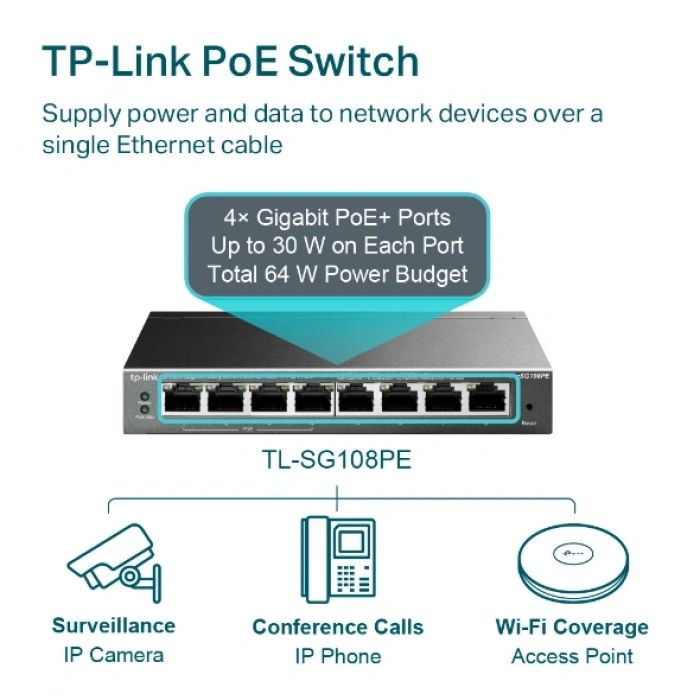 Tp-Link TL-SG108PE 8-Port Gigabit Easy Smart Switch