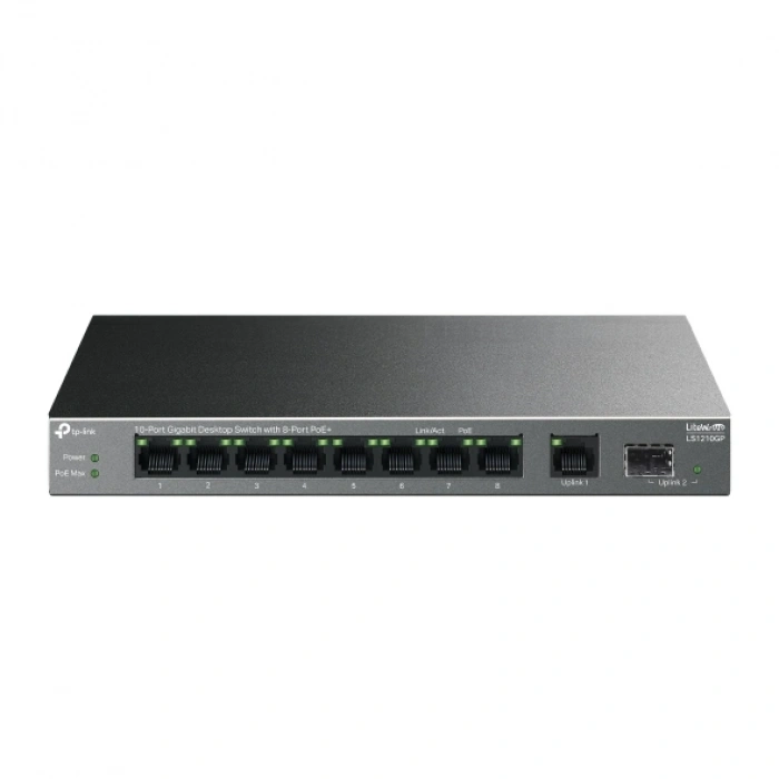 TP-Link LS1210GP 8-Port PoE+ ile 10-Port Gigabit Masaüstü Switch