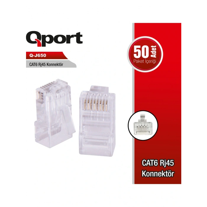 Qport Q-J650 50li CAT6 RJ45 Konnektör