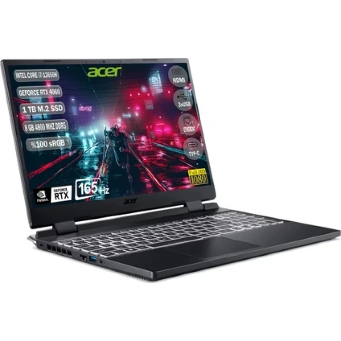 Acer Nitro 5 NH.QM0EY.00B AN515 Intel Core i7 12650H 8GB 1TB SSD RTX4060 Freedos 15.6 IPS Taşınabilir Gaming Bilgisayar