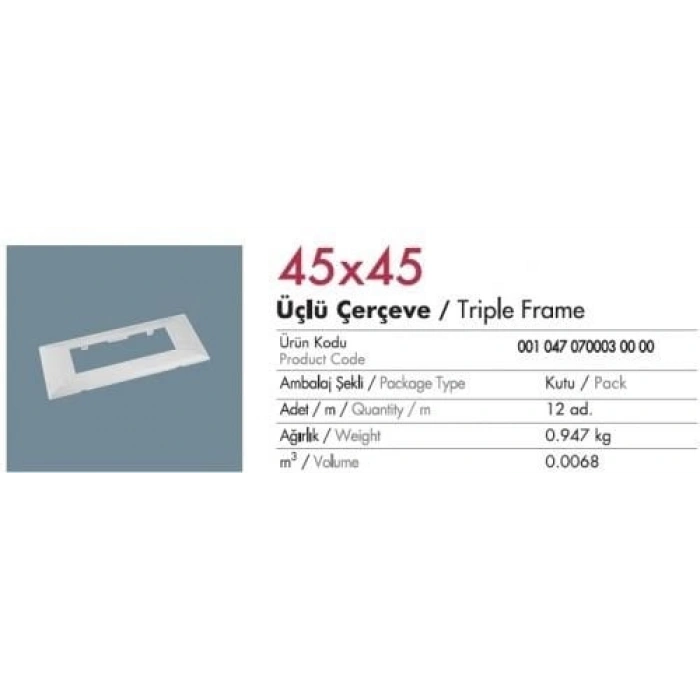 Mutlusan 100x37/50 İçin 45x45 P.M.Seti (Üçlü)