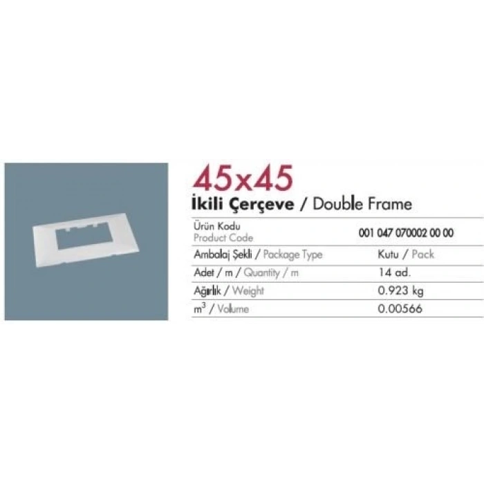 Mutlusan 100x37/50 İçin 45x45 P.M.Seti (İkili)