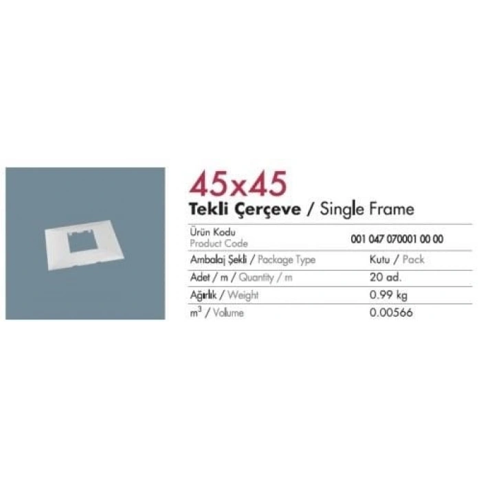 Mutlusan 100x37/50 İçin 45x45 P.M.Seti (Tekli)