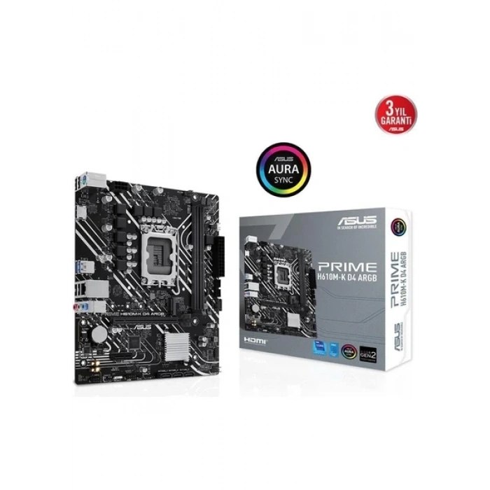 Asus Prime H610M-K D4 12.Nesil Intel H610 Soket 1700 DDR4 3200MHz mATX Anakart