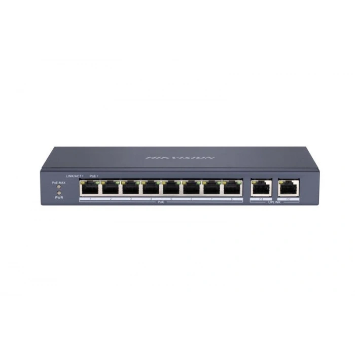 HIKVISION DS-3E0310P-E/M 8 PORT 10/100 + 2 PORT GIGABIT UPLINK 60W Poe Metal Kasa Switch