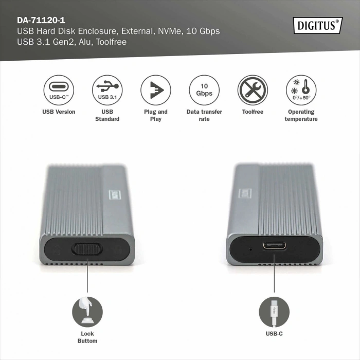 Digitus DA-71120-1 Type-C M.2 SSD Harddisk Kutusu