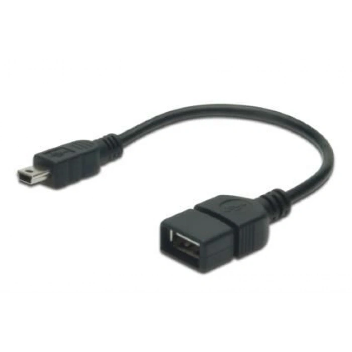 Assmann AK-300310-002-S USB A DİŞİ MİNİ USB B ERKEK OTG KABLO