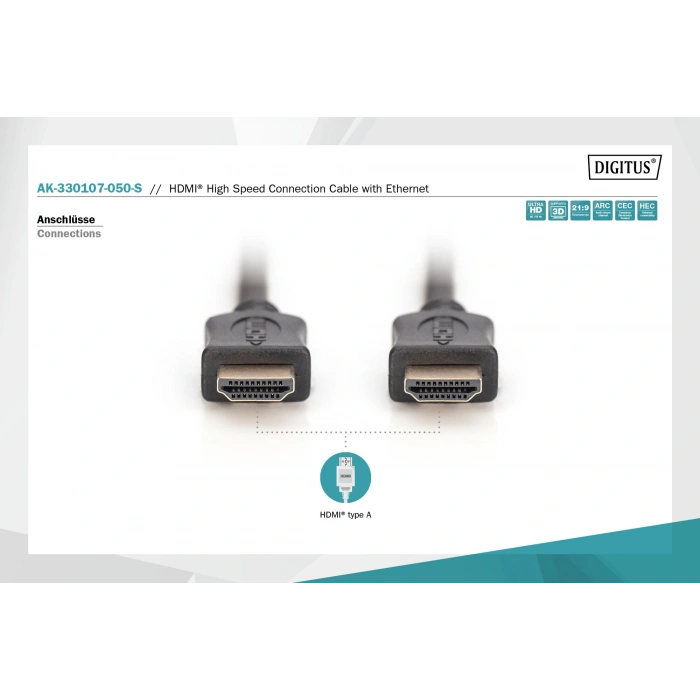 Digitus AK-330107-050-S 5 m 4K HDMI Kablo