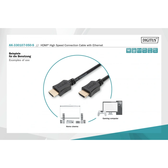 Digitus AK-330107-050-S 5 m 4K HDMI Kablo