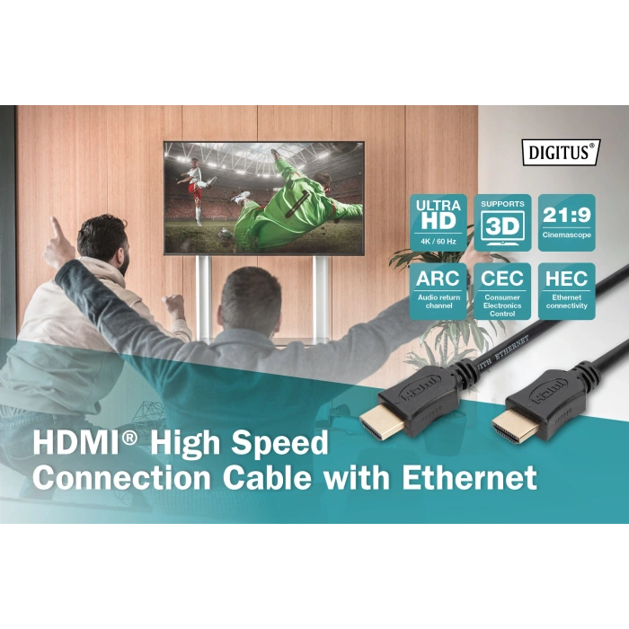 Digitus AK-330107-050-S 5 m 4K HDMI Kablo