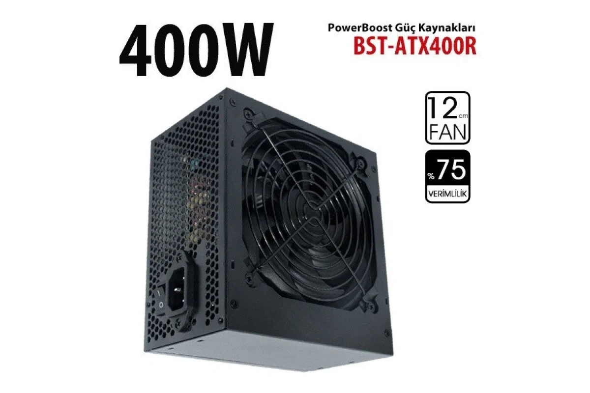 Power Boost 400w Siyah 12cm Siyah Fanlı ATX POWER SUPPLY (Retail Box)