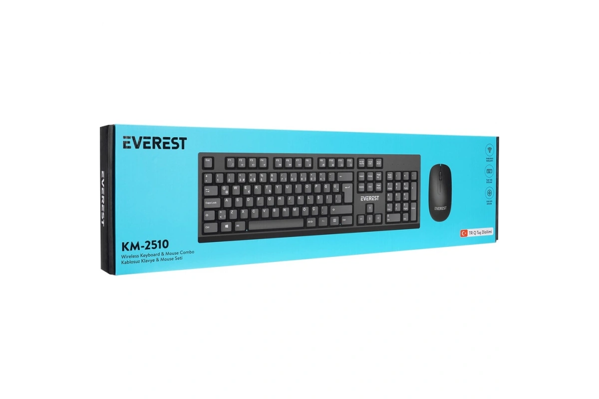 Everest KM-2510 Kablosuz Q Multimedia Klavye + Mouse Set Siyah