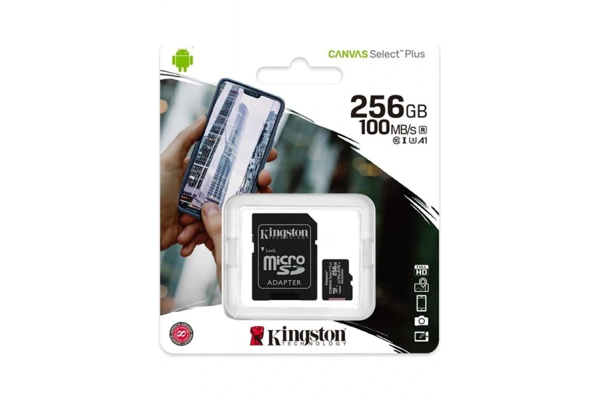 Kingston SDCS2-256GB 256GB micSDXC Canvas Select Plus 100R A1 C10 Card + ADP Hafıza Kartı