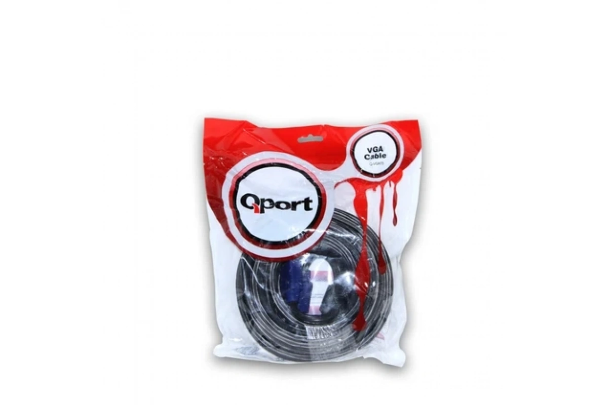 Qport VGA15 15 Pin Filtreli 15M Erkek Erkek Monitör Kablo