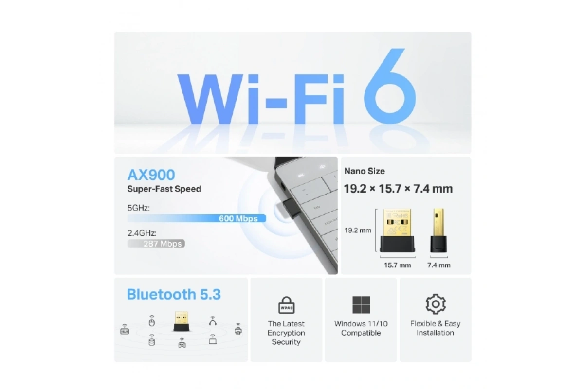 Tp-Link AX900 Nano Wi-Fi 6 Bluetooth 5.3 USB Adaptör
