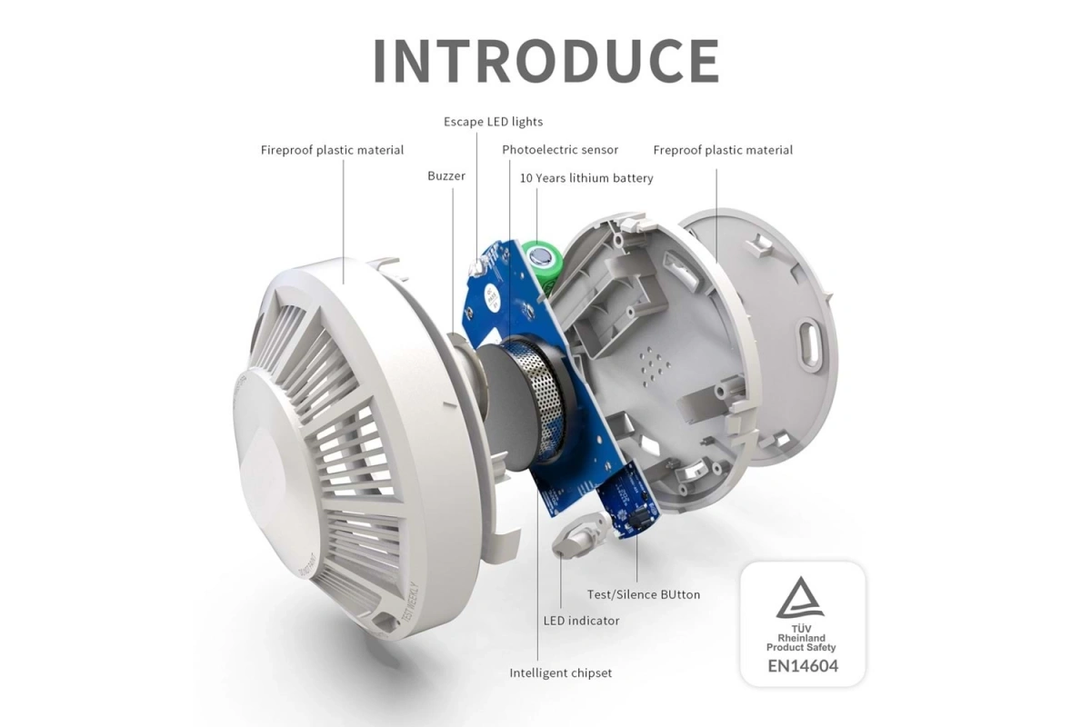 Opax HY-SSA01 Photoelectric Kombine Kablosuz Duman & ISI Dedektörü ve Alarmı
