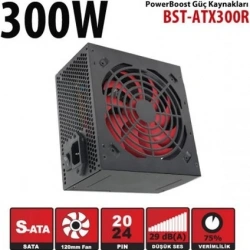 PowerBoost BST-ATX300R 300w, PPFC 12cm Kırmızı Fanlı ATX PSU (Retail Box) Güç Kaynağı