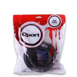 Qport VGA10 15 Pin Filtreli 10M Erkek Erkek Monitör Kablo