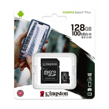 Kingston SDCS2-128GB 128GB micSDXC Canvas Select Plus 100R A1 C10 Card + ADP Hafıza Kartı