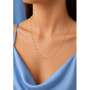 14K CM Altın Kaplama Top Kolye 60 cm