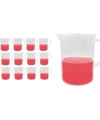 Kulplu Plastik Beher 250 mL - Kabartma Dereceli Beaker - Ölçü Kabı - 12 Adetlik Toptan Set