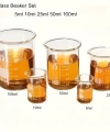Cam Beher Seti 5li - (100mL-50mL-25mL-10mL-5mL) - %100 Borosilikat Cam