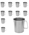Kulplu Paslanmaz Çelik Beher 1000 mL - Ölçekli Beaker - Ölçü Kabı - 10 Adetlik Toptan Set - Yüksek Kaliteli