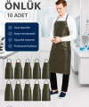 Asit ve Kimyasal Önlüğü - PVC Önlük - Su Geçirmez - Haki - 10 Adetlik Toptan Set