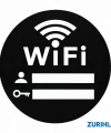 WiFi Şifre Panosu Yuvarlak Siyah - Kablosuz Ağ Bilgisi ve Şifrelik Tabela