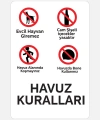 Havuz Kuralları Levhası 25x35 cm - 1mm Beyaz Foreks - Uyarı Levhası