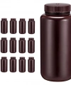 HDPE Amber Numune Şişesi 1000ml - Vida Kapaklı - 12 Adetlik Toptan Set