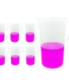 Kulplu Plastik Beher (Ölçü Kabı) 2000 mL - Kabartma Dereceli Beaker - 6 Adetlik Toptan Set - Yüksek Kaliteli