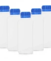 Plastik Kare Şişe 1000 ml - Mavi Kapaklı - 5 Adetlik Set - Yüksek Kaliteli