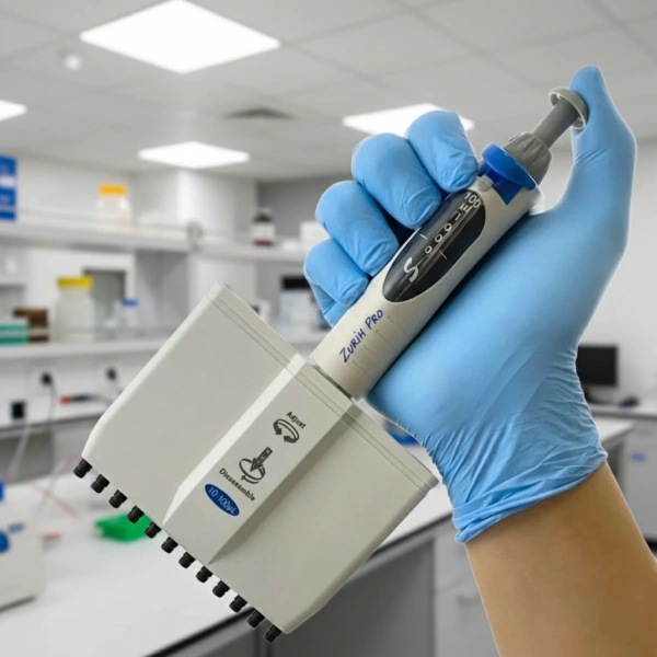 12 Kanallı Otomatik Pipet 10–100 µl – Dijital Mikropipet – Zurih Lab