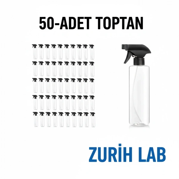 400 ml Şeffaf PP Sprey Şişesi – 50 Adetlik Toptan Set