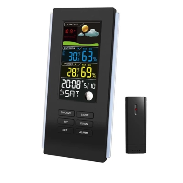 Dijital Termometre - İç Dış Wireless Hava Takip - Siyah Renk - Yüksek Kaliteli