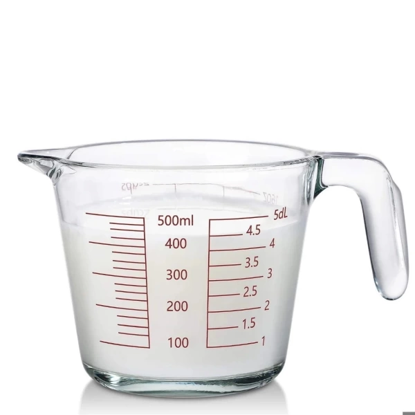 Kulplu Cam Ölçü Kabı Beher 500 mL - Yüksek Kaliteli