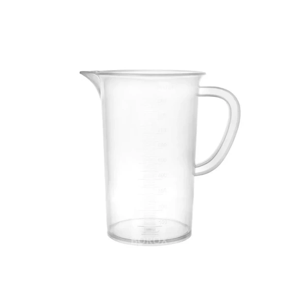 Kulplu Plastik Beher 1000 mL - Kabartma Dereceli Beaker - Ölçü Kabı - 6 Adetlik Toptan Set