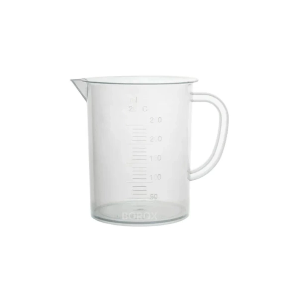 Kulplu Plastik Beher 250 mL - Kabartma Dereceli Beaker - Ölçü Kabı - 12 Adetlik Toptan Set