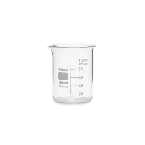 Kısa Form Cam Beher (Beaker) 100 mL - 12 Adetlik Set