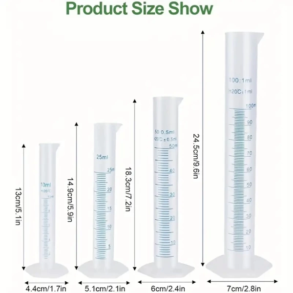 Plastik Mezür 4lü Set - (100mL-50mL-25mL-10mL)