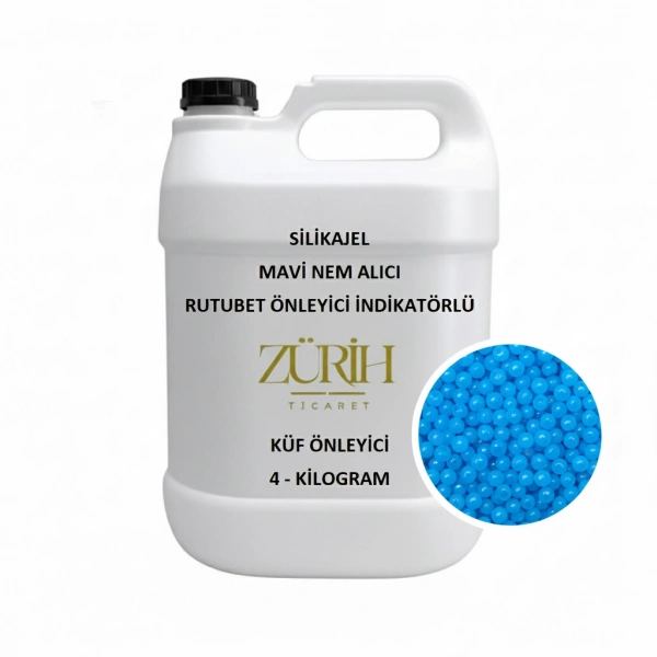 Silika Jel Mavi Nem Alıcı 4 Kg – Rutubet ve Küf Önleyici İndikatörlü | Zurih Lab - Yüksek Kaliteli