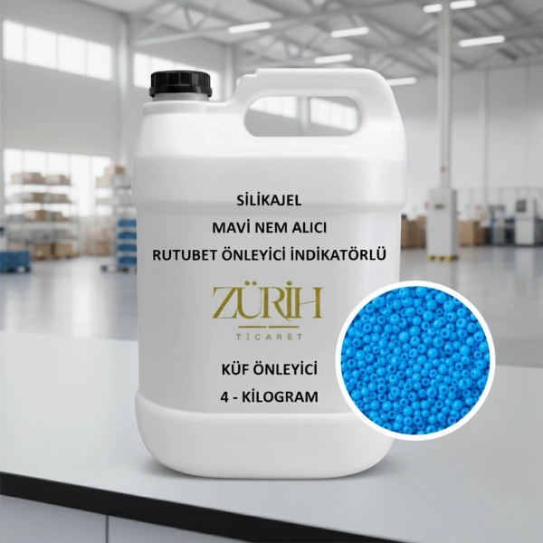 Silika Jel Mavi Nem Alıcı 4 Kg – Rutubet ve Küf Önleyici İndikatörlü | Zurih Lab - Yüksek Kaliteli