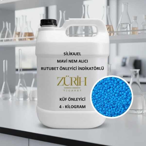 Silika Jel Mavi Nem Alıcı 4 Kg – Rutubet ve Küf Önleyici İndikatörlü | Zurih Lab - Yüksek Kaliteli